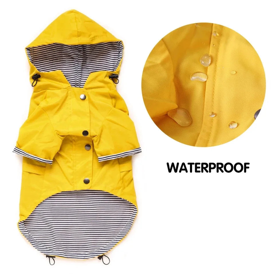 Double-Layered Dog Rain Jacket with Pockets & Hood