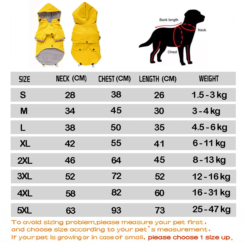 Double-Layered Dog Rain Jacket with Pockets & Hood